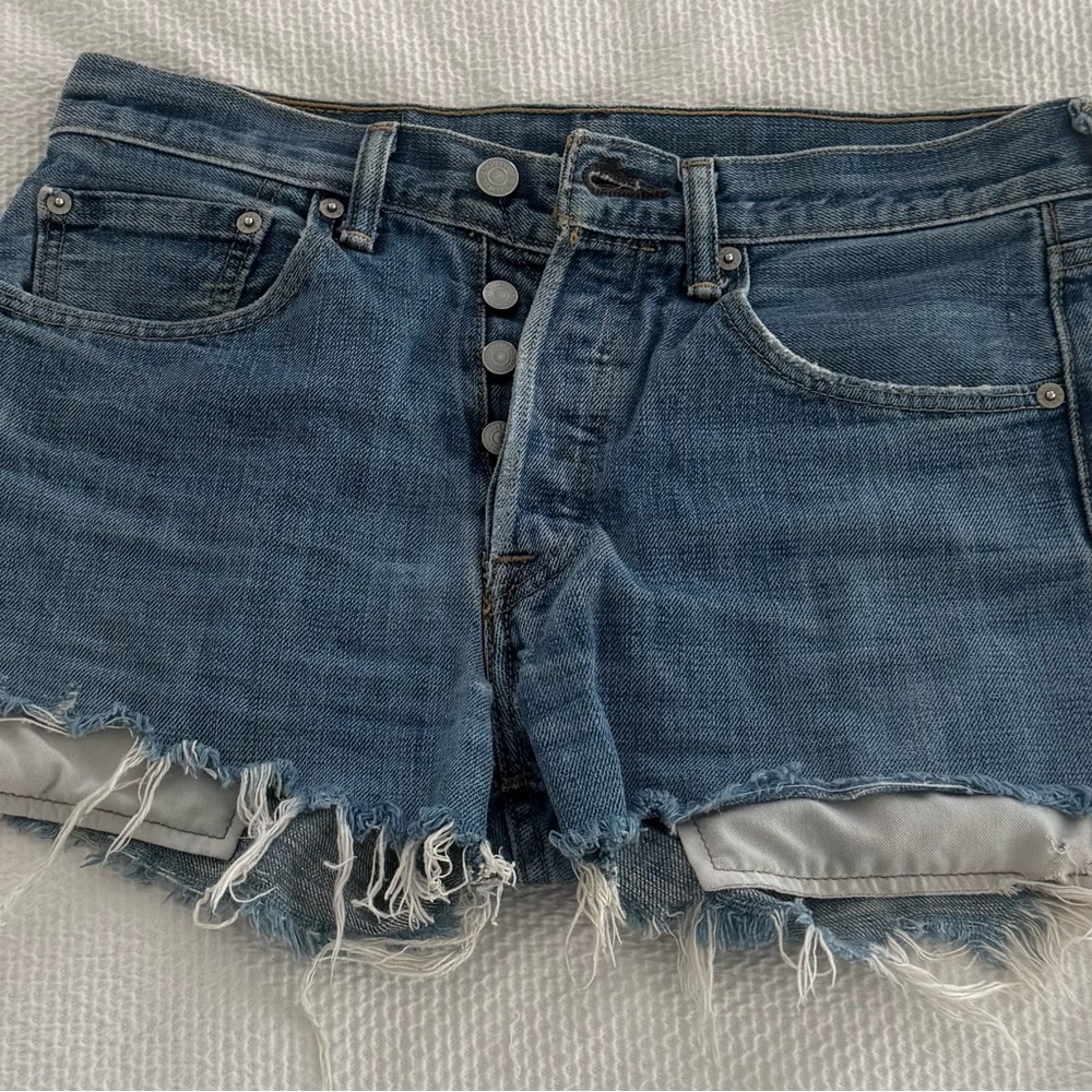 Distressed Blue Denim Shorts